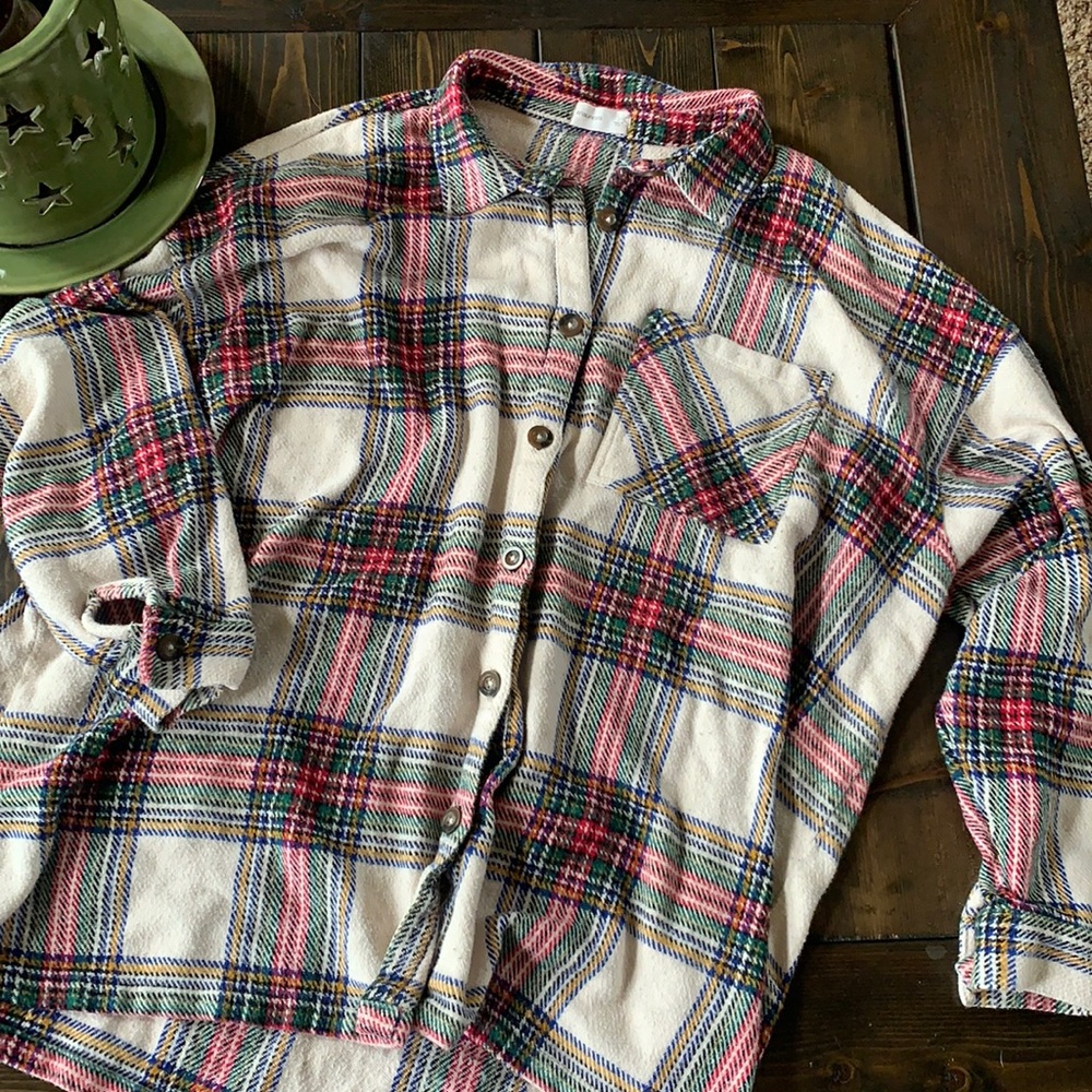 Maurices Oversized Plaid Button Down Shirt